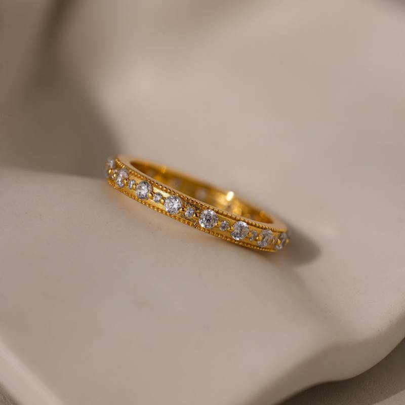 Perlen Diamant Eternity Ring Von Caitlyn Minimalist Vintage Filigrane Tennis Gold Versprechen Hochzeitsschmuck Frau Geschenk Rr159 von CaitlynMinimalist