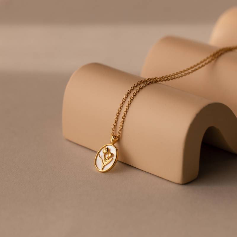 Perlmutt Tulpe Halskette Von Caitlyn Minimalist Vintage Stil Mit Blume Anhänger Zierlicher Schmuck Geschenke Für Mutter Nr249 von CaitlynMinimalist