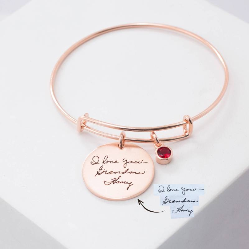 Personalisierter Handschrift Armband Mit Gravur Echter Schmuck Erweiterbarer Freundschafts Armreif Mutter Geschenk Bm24 von CaitlynMinimalist