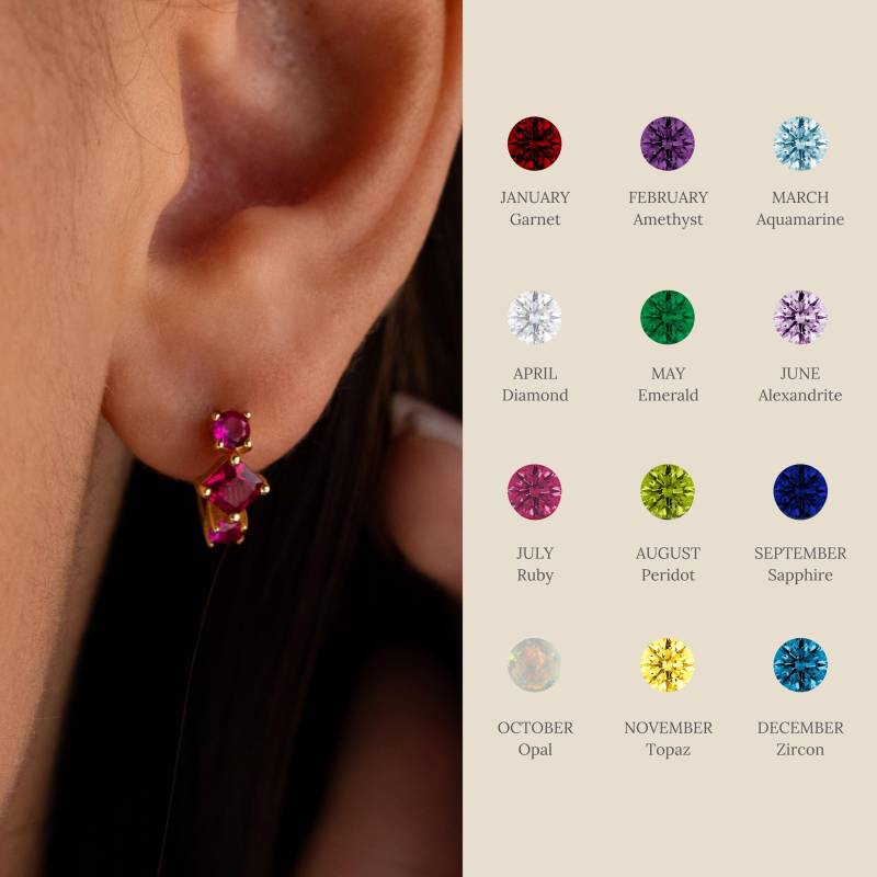 Princess Cut Edelstein-Ohrringe Von Caitlynminimalist Gemischte Geburtssteine Huggie Ohrringe Personalisierter Schmuck Perfektes Geschenk Für Sie von CaitlynMinimalist