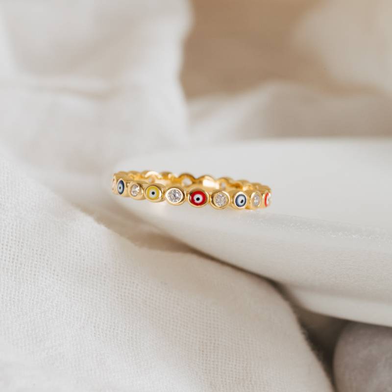 Regenbogen Emaille Evil Eye Ring Von Caitlyn Minimalist Boho Mit Zierlichen Diamanten Beste Freundin Geschenk Rr053 von CaitlynMinimalist