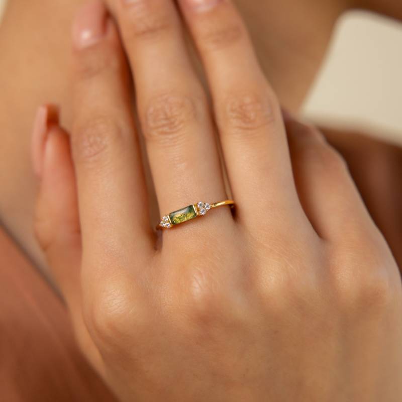 Zierlicher Achat Geburtsstein Ring Von Caitlyn Minimalist Kristall Baguette Mit Diamant Steinen Versprechensring Geschenk Für Freundin Rr140 von CaitlynMinimalist