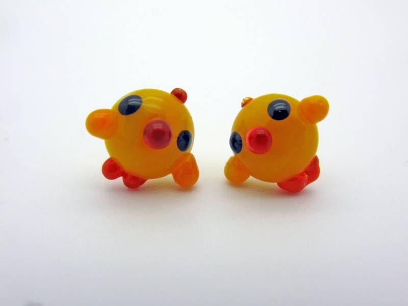 Gelbe Lampwork Küken Ohrstecker, Chirurgenstahl Stecker, Fröhliche Tier Ohrstecker Aus Murano Glas Gelbe Lampwork Küken Ohrstecker, Chirurgenstahl Stecker, Fröhliche Tier Ohrstecker Aus Murano Glas von CajasBoutique