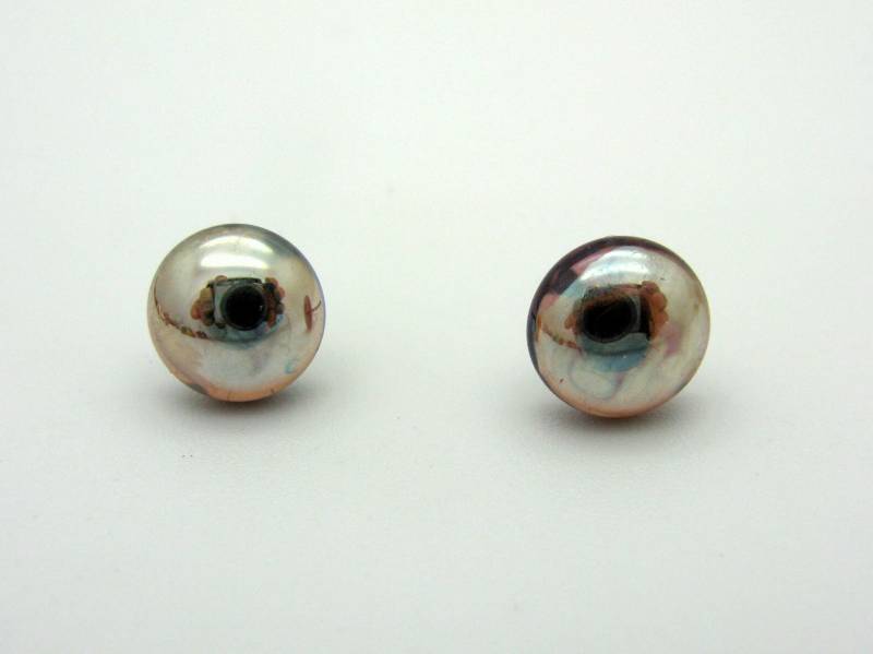 Gold-Silbrig Changierende Lampwork Ohrstecker, Kleine Glas Ohrstecker von CajasBoutique