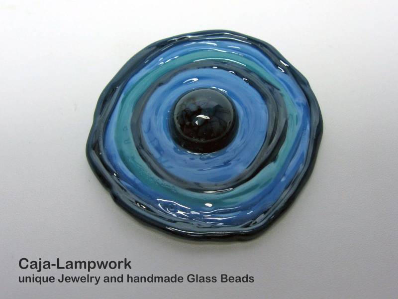 Großes Glas Top, Wechsel-Top, Jeansblau, Lampwork, Sehr Groß, Ca. 45 Mm, Ring Top Für Kette, Handgefertigt, Aussergewöhnlich, Ketten von CajasBoutique