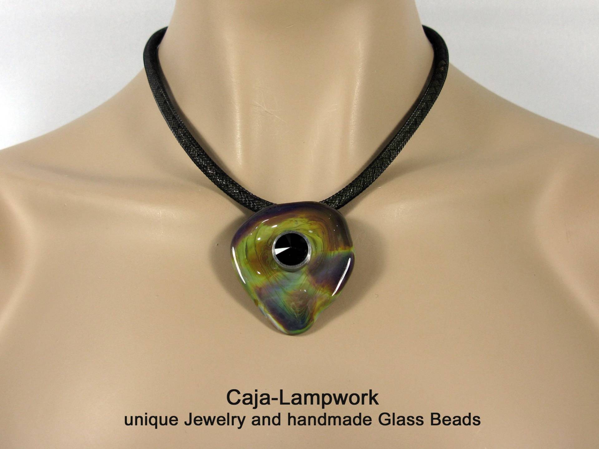 Kurze Kette Mit Großer Olivbrauner Wechselscheibe Inclusive Staß Top, Wechselkette 2, 5 Er Gewinde, Raku Farbene Ooak von CajasBoutique