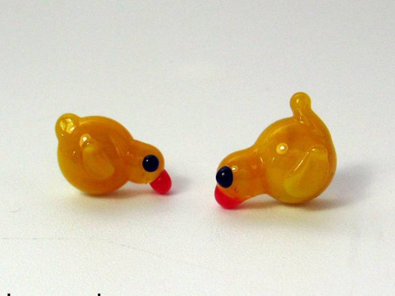 Lampwork Ohrstecker, Entenohrstecker, Chirurgenstahl, Glas Ohrstecker Mit Enten, Gelbe Enten Stecker von CajasBoutique