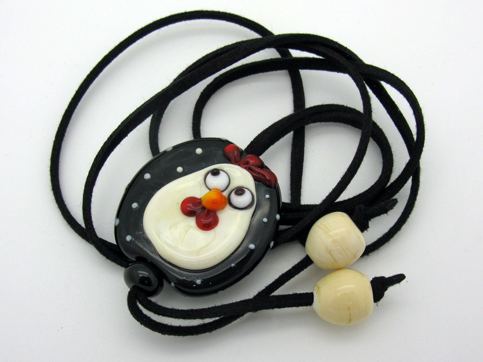 Lange Kette Mit Großem Lampwork Huhn Und Eiern, Hühnerkette, Huhn, Hühnchenkette, Für Den Hals von CajasBoutique