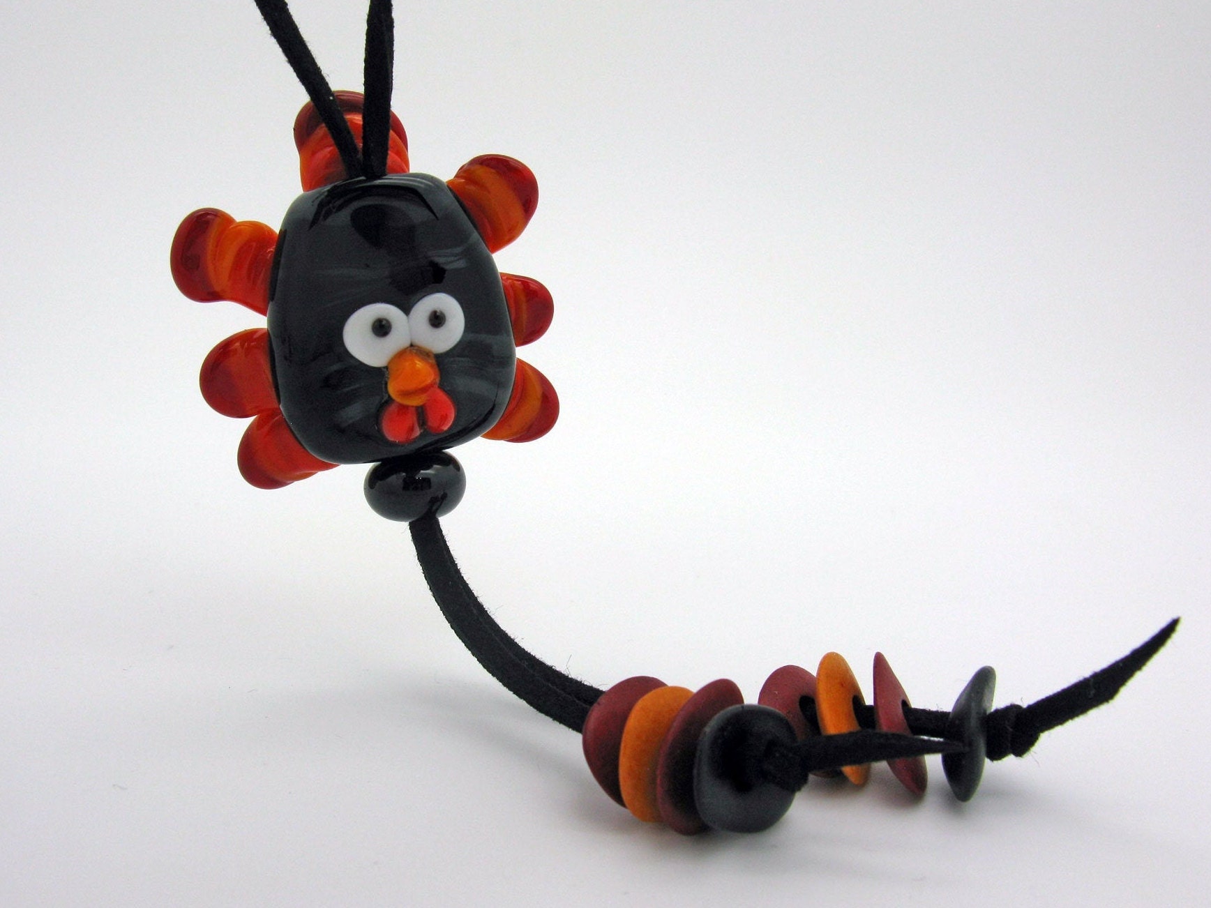 Lange Kette Mit Großem Lampwork Truthahn, Truthahn Kette, Pute, Puten Geflügel Für Den Hals von CajasBoutique