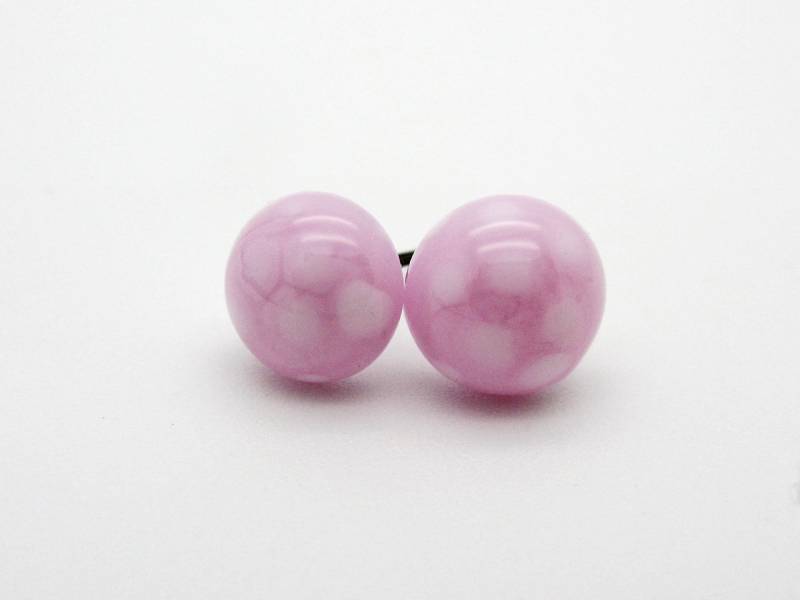 Rosa Lampwork Ohrstecker Mit Polka Dots, Weisse Pünktchen, Chirurgenstahl Stecker, Fröhliche Pünktchen Ohrstecker, Glas Rosa Lampwork Ohrstecker Mit Polka Dots, Weisse Pünktchen, Chirurgenstahl Stecker, Fröhliche Pünktchen Ohrstecker, Glas von CajasBoutique