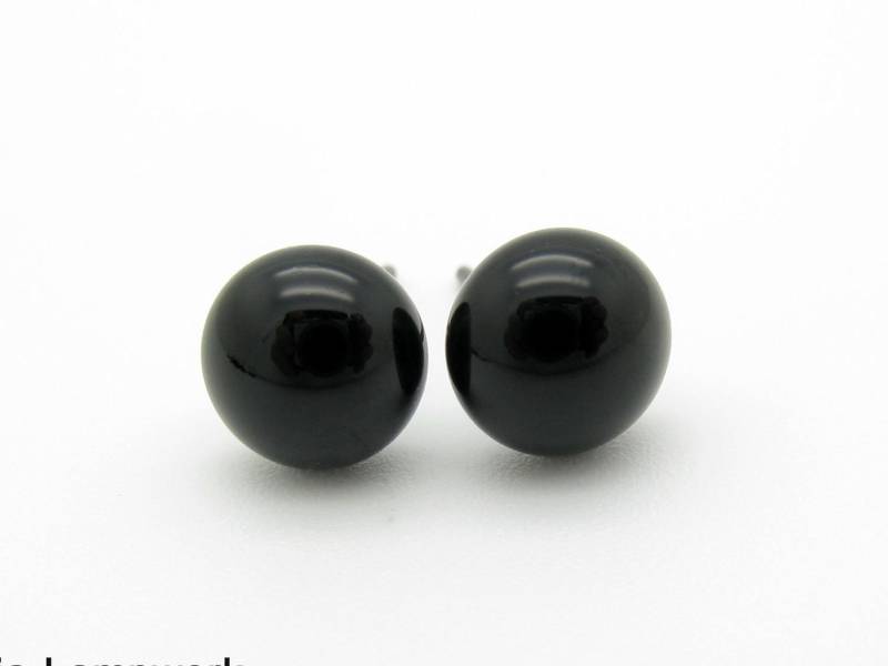 Schwarze Lampwork Ohrstecker, Glas Ohrstecker Schwarze Lampwork Ohrstecker, Glas Ohrstecker von CajasBoutique