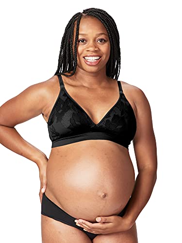 Cake Maternity Damen Freckles Recycled Wire Free Nursing Bra for Breastfeeding Plunge-BH, Blickdicht, Black, XL von Cake Maternity