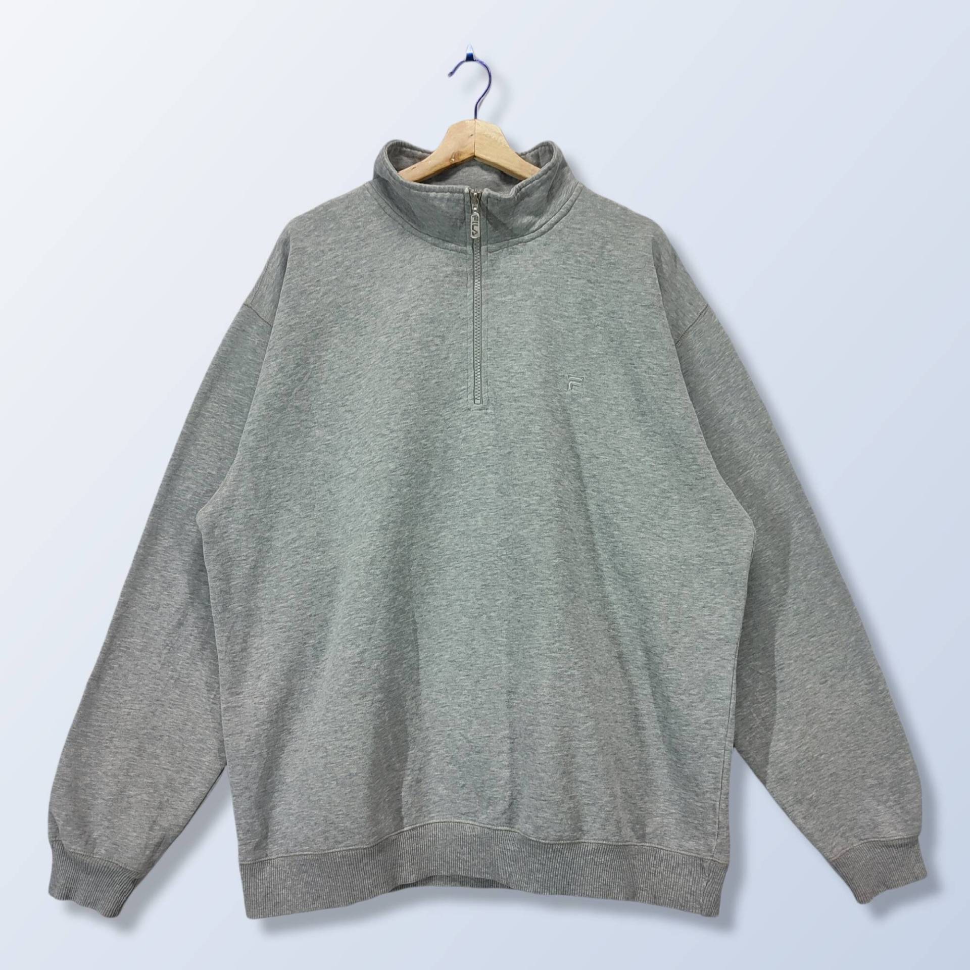 Fila Grauer Original Pullover, Große Größe Sweatshirt, Vintage Zipneck, Xxl von Cakoivintage