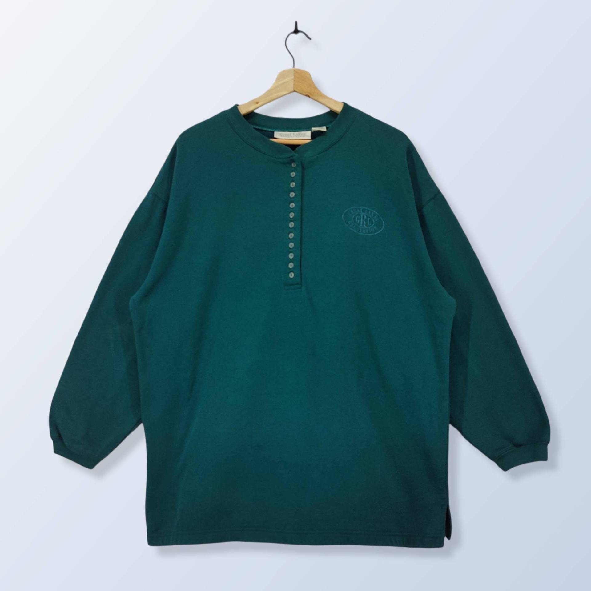 Great Lakes Recreation Looses Sweatshirt, Vintage Half-Zip Pullover, Grüner Pullover Größe Xl von Cakoivintage