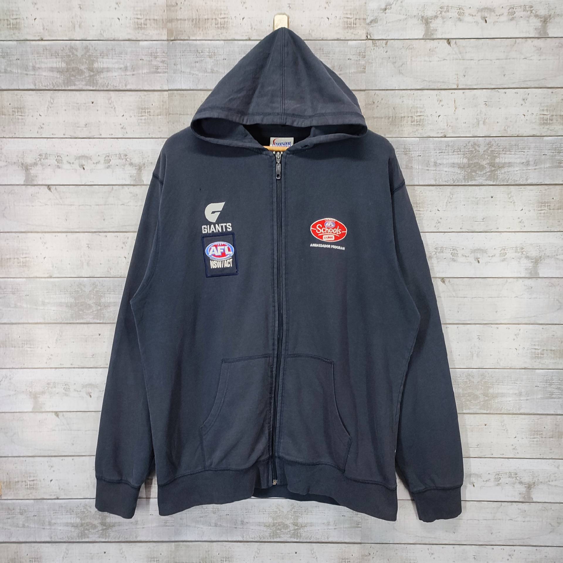 Offizieller Afl Gestickter Hoodie, Vintage Giants Sweatshirt Pullover, Blau Grauer Pullover Größe Xl von Cakoivintage
