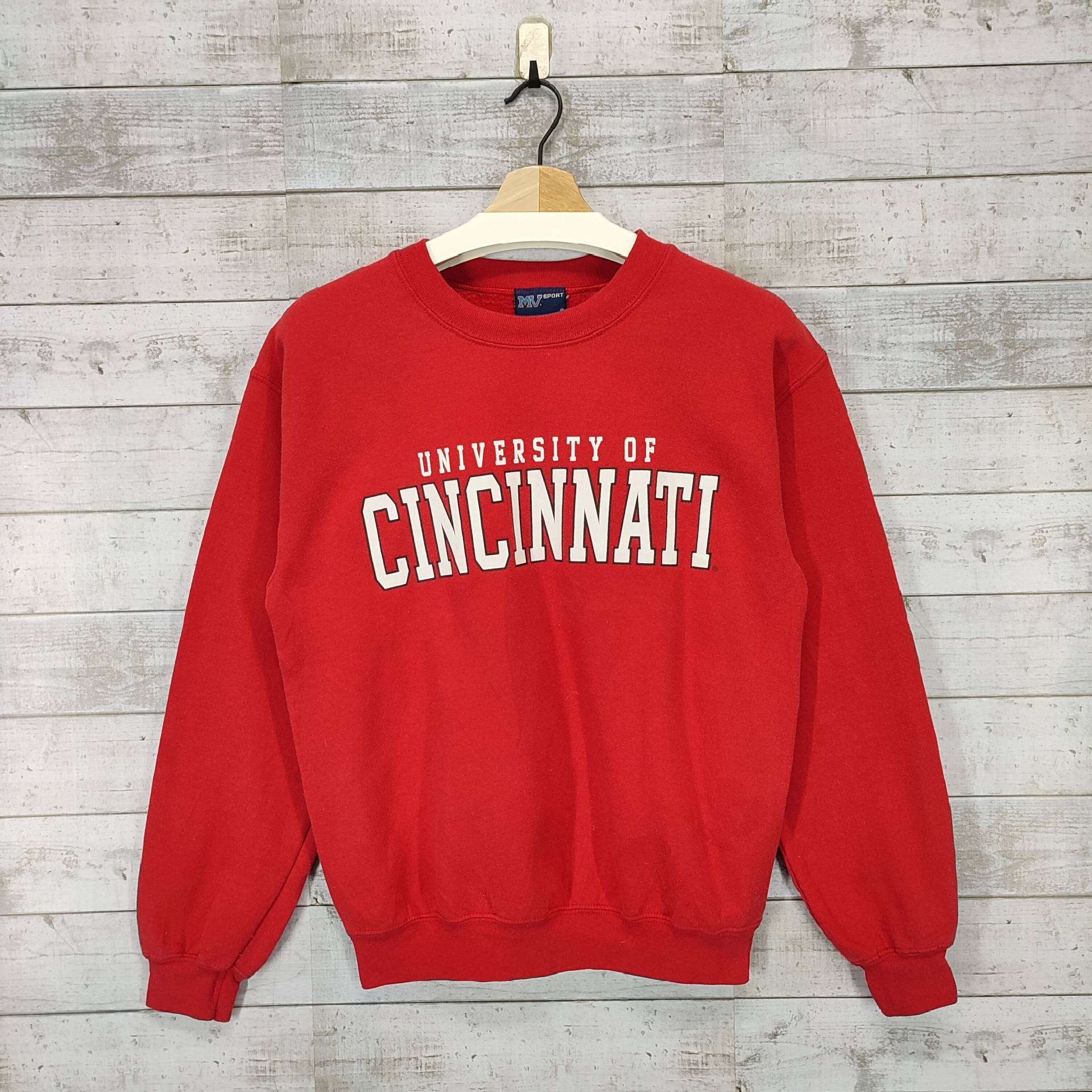 Universität Von Cincinnati Sweatshirt, Vintage Rv Sport Pullover Mit Rundhalsausschnitt, Roter Größe S von Cakoivintage