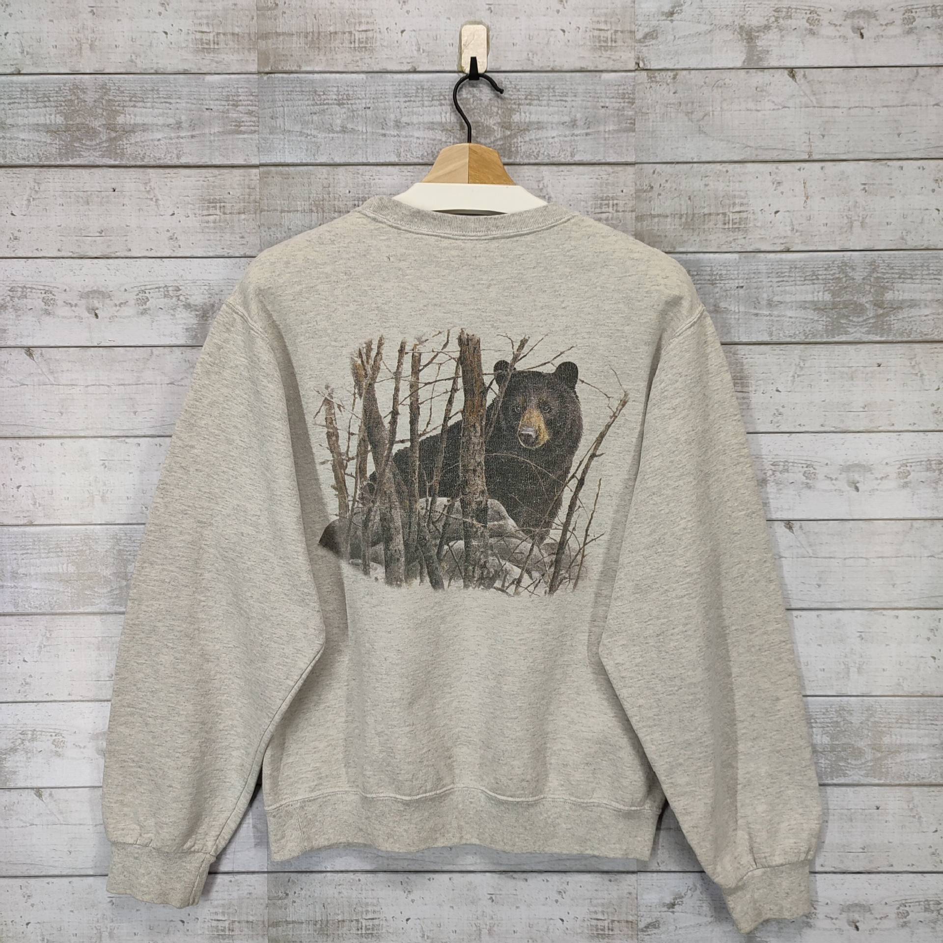 Up North Michigan Sweatshirt, Vintage Grizzly Bear Pullover Mit Rundhalsausschnitt, Grauer Größe S von Cakoivintage