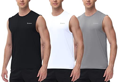 Cakulo Herren Workout Schwimmen Ärmellose Shirts Quick Dry Beach Pool Tech Running Athletic Exercise Muscle Tank Top Big and Tall, 3er-Pack: Schwarz/Weiß/Hellgrau, 4XL von Cakulo