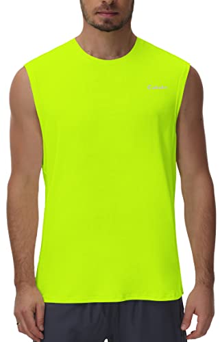 Cakulo Herren Workout Schwimmen ärmellose Shirts schnell trocknend Strand Pool Tech Laufen Athletic Übung Muskel Tank Top groß und groß, neongelb, Mittel von Cakulo