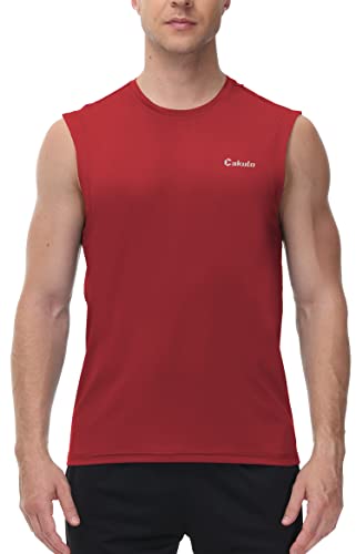 Cakulo Herren Workout Schwimmen ärmellose Shirts schnell trocknend Strand Pool Tech Laufen Athletic Übung Muskel Tank Top groß und groß, rot, 6X-Groß von Cakulo