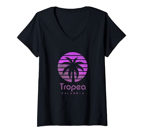Damen Kalabrien Tropea T-Shirt mit V-Ausschnitt von Calabria Tropea Design