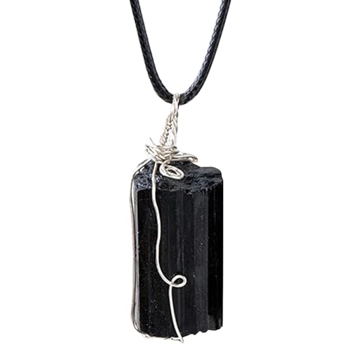 Calakono Obsidian Halskette Herren | Kristallanhänger - Handgefertigte unregelmäßige Halsketten mit schwarzem Stein, spirituelle Schutzgeschenke für Frauen und Mädchen von Calakono