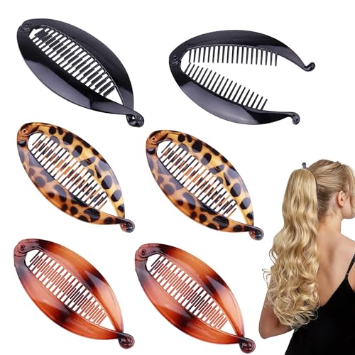 Bananenklammern für Haar, kleine Bananen-Haarspange, Doppelclip, lange Haarspangen, Pferdeschwanz, Vintage-Kämme, Werkzeugzubehör, Fischschwanz-Haarkamm-Set für Frauen und Mädchen, 6 Stück Bananenklammern für Haar, kleine Bananen-Haarspange, Doppelclip, lange Haarspangen, Pferdeschwanz, Vintage-Kämme, Werkzeugzubehör, Fischschwanz-Haarkamm-Set für Frauen und Mädchen, 6 Stück von Caldamn