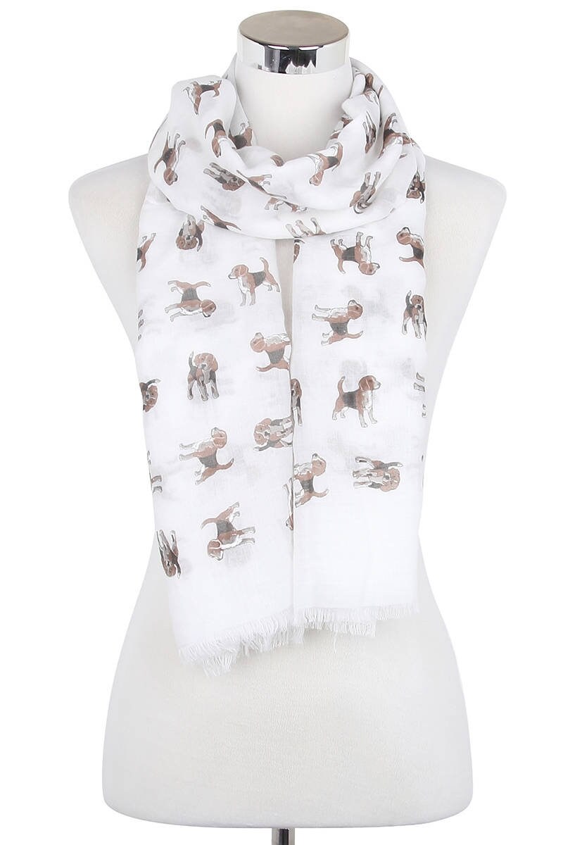 Beagle Dog Print Schal Wrap Mit Ausgefranstem Rand Aus Poly Cotton Beagle Dog Print Schal Wrap Mit Ausgefranstem Rand Aus Poly Cotton von Calderdalejewllery