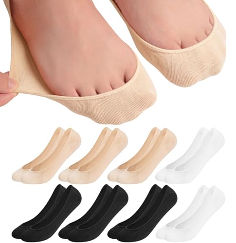 Caldodo Füßlinge Damen 39-42 8Paar Füsslinge, Unsichtbare Ballerina Socken Nahtlose No Show Söckchen Damen mit Silikonpad für Loafer Sneaker, Multipack von Caldodo