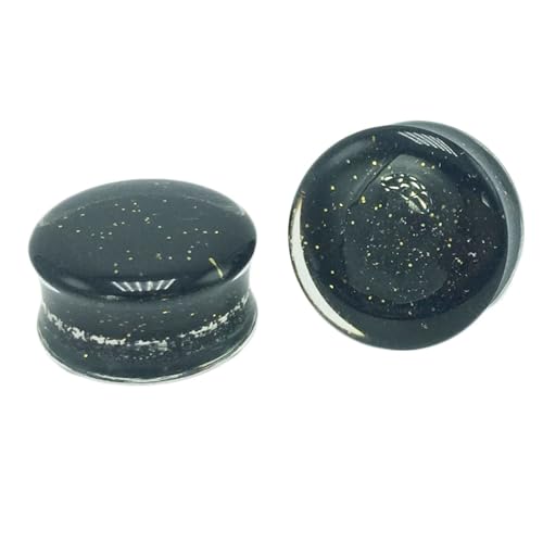 Calefee 20mm Ohr Flesh Plug, Acryl Ohr Flesh Tunnel Schwarzer Glitzer Ohr Expander für Herren Ohrringe Piercing 2 Stücke von Calefee