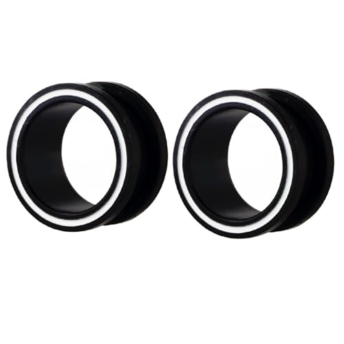 Calefee 8mm Flesh Tunnel, Ohr Flesh Plug Edelstahl Schraubgewinde Schwarzer Tunnel mit Emaille Ohr Expander für Herren Ohr-Stretching 2 Stücke von Calefee