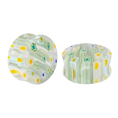 Calefee 8mm Ohr Plug, Piercing Plug aus Glas mit Buntem Blumenmuster, Ohrdehner für Damen und Herren 2er Set Calefee 8mm Ohr Plug, Piercing Plug aus Glas mit Buntem Blumenmuster, Ohrdehner für Damen und Herren 2er Set von Calefee