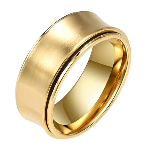 Calefee Anxiety Ring Edelstahl Anti Stress, Eheringe Herren Einzeln Schlicht Bandring Drehbar Breit 9 mm Konkave Oberfläche, Größe 49 von Calefee