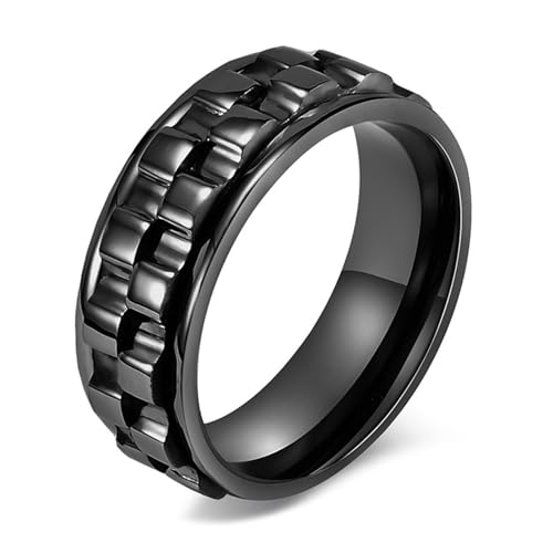 Calefee Anxiety Ring Edelstahl Anti Stress, Männer Ringe Schlicht Ehering Bandring Breit 8 mm Glatt Drehbar, Größe 54 von Calefee