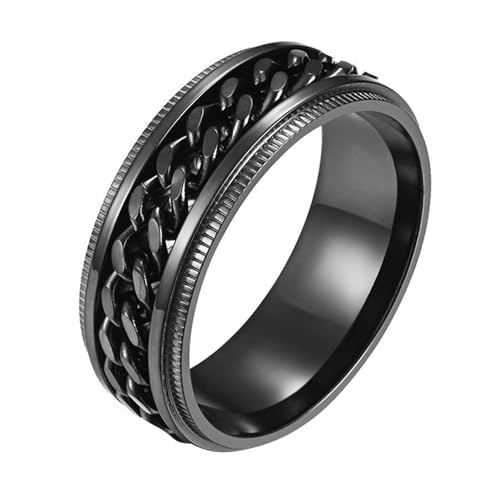 Calefee Drehring Edelstahl Anti Stress, Ring Schlicht Herren Eheringe Bandring Breit 8 mm mit Drehbarr Kette, Größe 65 von Calefee