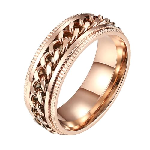 Calefee Drehring Herren Anti Stress, Verlobungsring Herren Edelstahl Personalisiert Bandring Breit 8 mm mit Drehbarr Kette, gr. 57 von Calefee