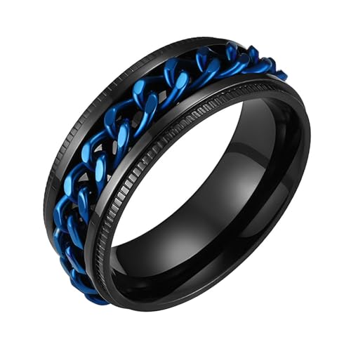 Calefee Drehring Herren Anti Stress, Verlobungsring Mann Edelstahl Bandring Breit 8 mm mit Drehbarr Kette, gr. 67 von Calefee