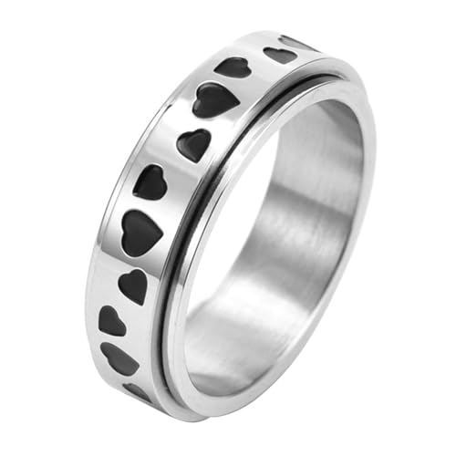 Calefee Drehringe Männer Anti Stress, Ring für Damen Verlobungsring Drehbar Herzband 6 mm Breit, Größe 54 von Calefee