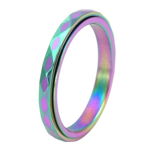 Calefee Drehringe für Damen Anti Stress, Edelstahlringe Damen Schmal Schlicht Personalisiert Bandring Facettiert 3 mm Breit Drehbar, gr. 57 von Calefee