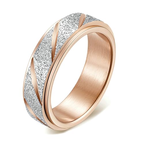 Calefee Drehringe für Damen Anti Stress, Verlobungsring Herren mit Gravur Edelstahl Bandring Breit 6 mm Matt mit Nut Drehbar, Größe 52 von Calefee
