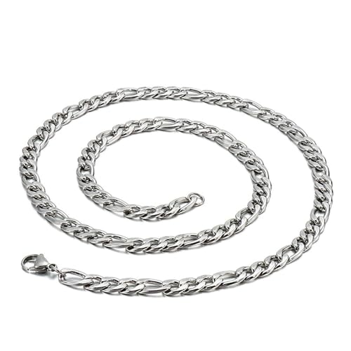 Calefee Edelstahl Kette Mann, Figarokette 45cm Länge 3mm Breit Kette Herren Hip Hop Ohne Anhänger Modeschmuck von Calefee