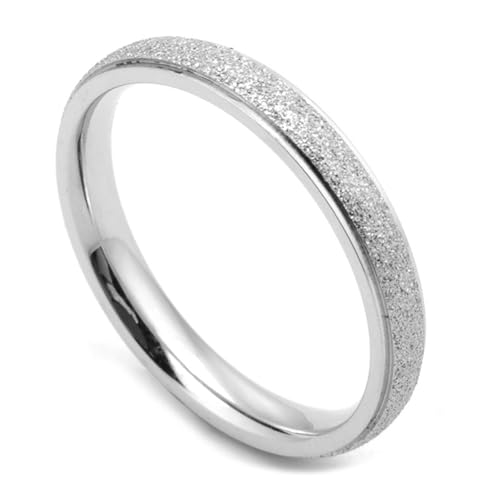 Calefee Ehering Damen Einzeln Schlicht, Damen Ringe Edelstahl Verlobungsring Bandring Breit 3 mm Matt, Größe 52 von Calefee