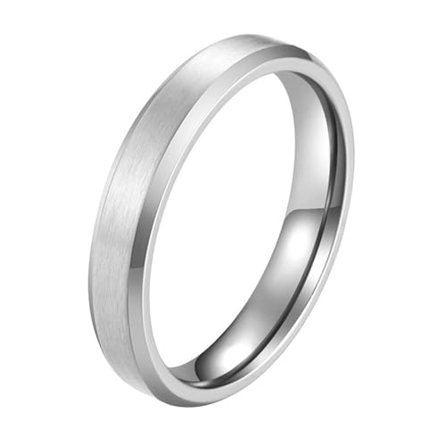 Calefee Ehering Damen Einzeln Schlicht, Personalisierte Ringe Herren Edelstahl Bandring Breit 4 mm mit Abgeschrägter Kante, Größe 54 von Calefee