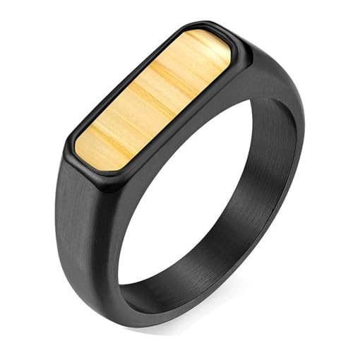 Calefee Ehering Damen Einzeln Schlicht, Ringe Herren Edelstahl Personalisiert Bandring Breit 3,9 mm mit Holz, gr. 67 von Calefee