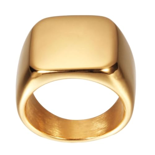 Calefee Ehering Herren Einzeln Schlicht, Edelstahl Ringe Herren Verlobungsring Goldenes Quadratisches Siegelring 18 mm Breit, gr. 67 von Calefee
