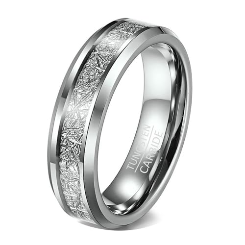 Calefee Ehering Herren Einzeln Schlicht, Wolfram Ring Herren Verlobungsring Bandring Breit 6 mm mit Abgeschrägter Kante, gr. 62 von Calefee