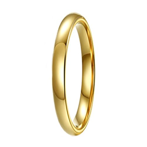Calefee Ehering Herren Einzeln Schlicht, Wolfram Ringe Damen Personalisiert Bandring Gold Glatt Breit 2 mm, Größe 62 von Calefee