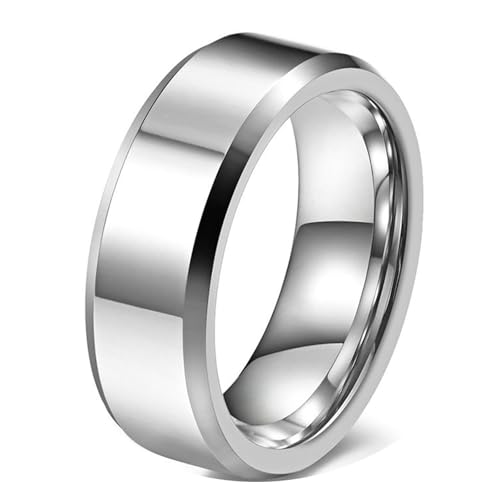 Calefee Ehering Herren Einzeln Schlicht, Wolframringe für Trauung Personalisiert Bandring Breit 8 mm mit Abgeschrägter Kante, gr. 67 von Calefee