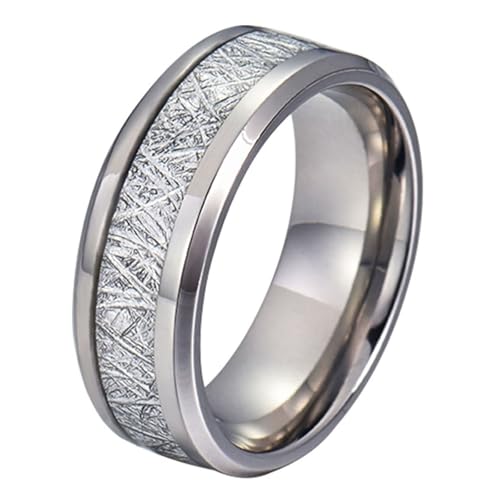 Calefee Eheringe Damen Einzeln Schlicht, Ring Wolframcarbid Personalisiert Bandring Breit 8 mm mit Abgeschrägter Kante, gr. 57 von Calefee