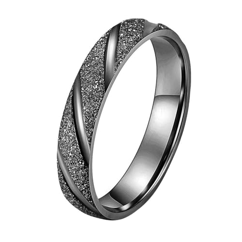 Calefee Eheringe Damen Einzeln Schlicht, Ringe Herren Edelstahl Personalisiert Bandring Breit 4 mm Matt mit Rille, Größe 65 von Calefee